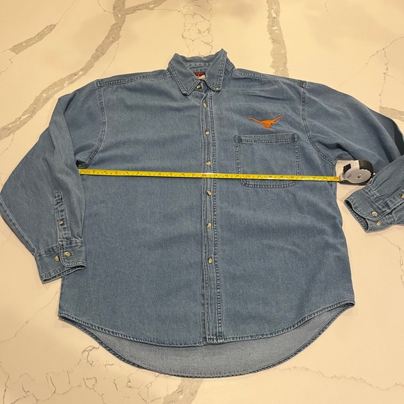 Texas Longhorns Denim Shirt Men’s Lrg Graphic Sports Button Down VTG Y2K 90’s - Picture 10 of 13